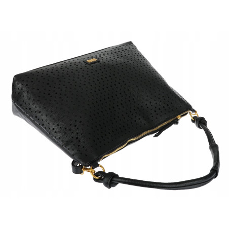 Torebka damska worek shopper pojemna na ramię ażurowa torba EC6272 Czarna