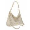 Torebka damska worek shopper pojemna na ramię ażurowa torba EC6272 Beżowa