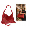 Torebka damska worek shopper pojemna na ramię ażurowa torba EC6272 Czerwona
