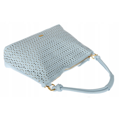 Torebka damska worek shopper pojemna na ramię ażurowa EC6272 Niebieska