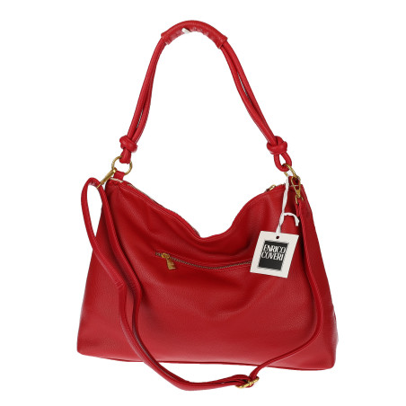 Torebka damska worek shopper pojemna na ramię ażurowa torba EC6272 Czerwona