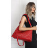 Torebka damska worek shopper pojemna na ramię ażurowa torba EC6272 Czerwona