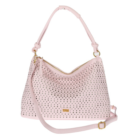 Torebka damska worek shopper pojemna na ramię ażurowa torba EC6272 Różowa