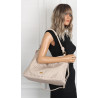 Torebka damska worek shopper pojemna na ramię ażurowa torba EC6272 Beżowa