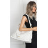 Torebka damska worek shopper pojemna na ramię ażurowa torba EC6272 Biała