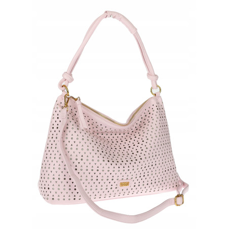 Torebka damska worek shopper pojemna na ramię ażurowa torba EC6272 Różowa