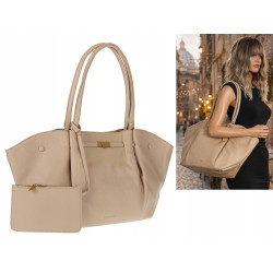 Torebka damska shopperka pojemna na ramię klasyczna torba RS5022 Beżowa