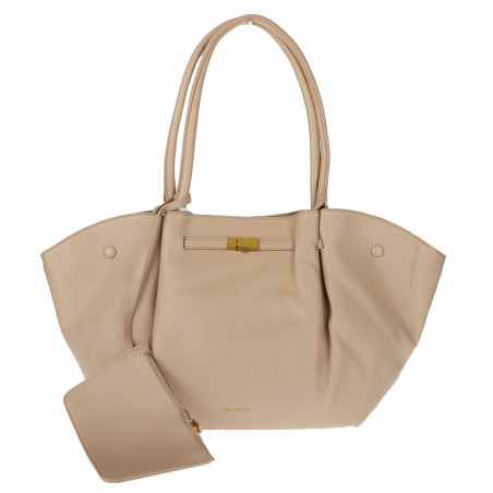 Torebka damska shopperka pojemna na ramię klasyczna torba RS5022 Beżowa