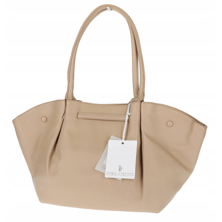 Torebka damska shopperka pojemna na ramię klasyczna torba RS5022 Beżowa