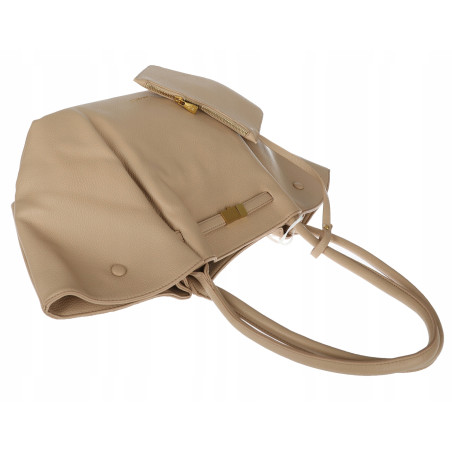 Torebka damska shopperka pojemna na ramię klasyczna torba RS5022 Beżowa