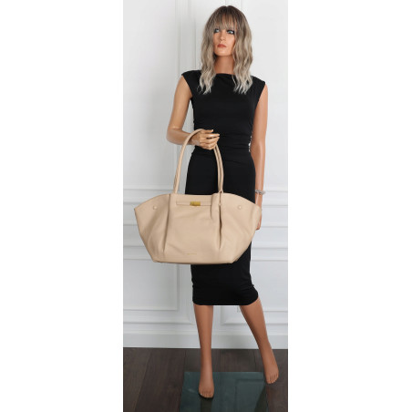 Torebka damska shopperka pojemna na ramię klasyczna torba RS5022 Beżowa