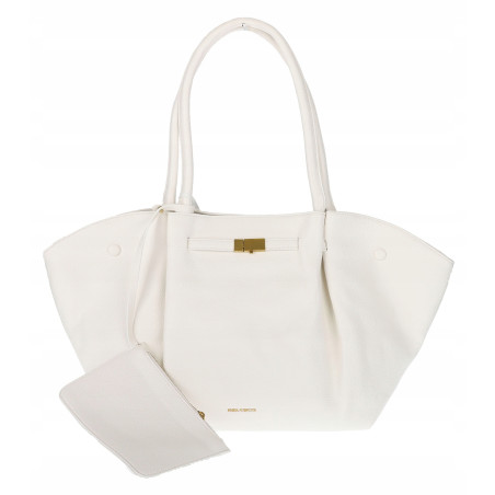 Torebka damska shopperka pojemna na ramię klasyczna torba A4 RS5022 Biała