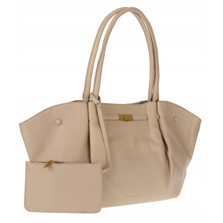 Torebka damska shopperka pojemna na ramię klasyczna torba RS5022 Beżowa