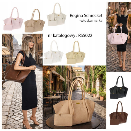 Torebka damska shopperka pojemna na ramię klasyczna torba RS5022 Żółta