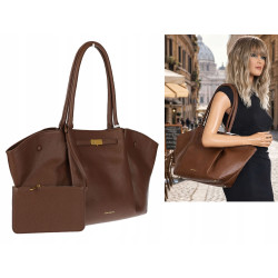 Torebka damska shopper pojemna na ramię klasyczna torba RS5022 Czekoladowa