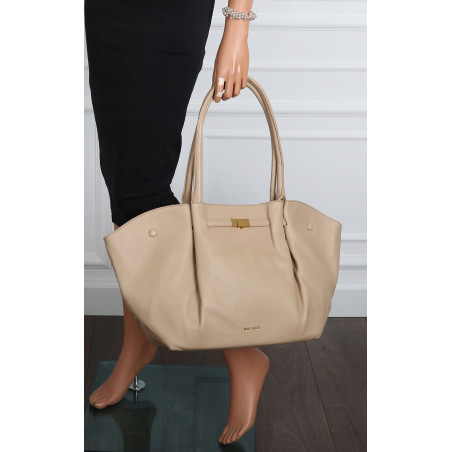 Torebka damska shopperka pojemna na ramię klasyczna torba RS5022 Beżowa