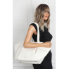 Torebka damska shopperka pojemna na ramię klasyczna torba A4 RS5022 Biała