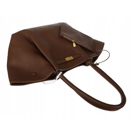 Torebka damska shopper pojemna na ramię klasyczna torba RS5022 Czekoladowa