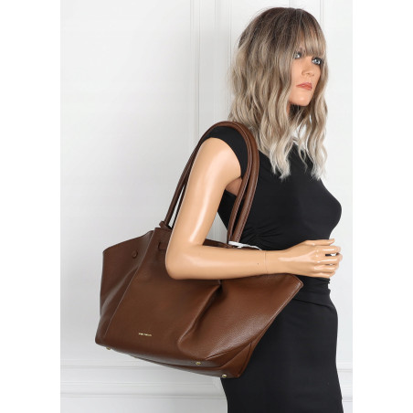 Torebka damska shopper pojemna na ramię klasyczna torba RS5022 Czekoladowa