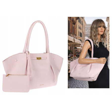 Torebka damska shopperka pojemna na ramię klasyczna torba RS5022 Różowa