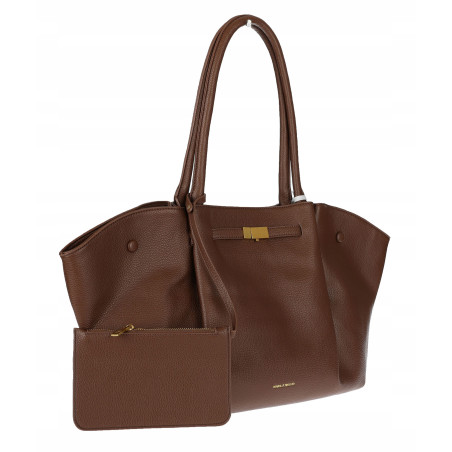 Torebka damska shopper pojemna na ramię klasyczna torba RS5022 Czekoladowa