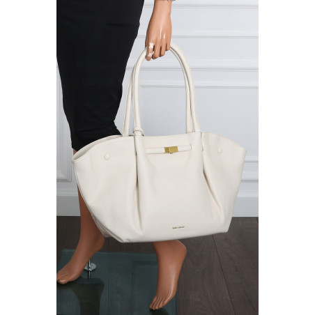 Torebka damska shopperka pojemna na ramię klasyczna torba RS5022 Beżowa