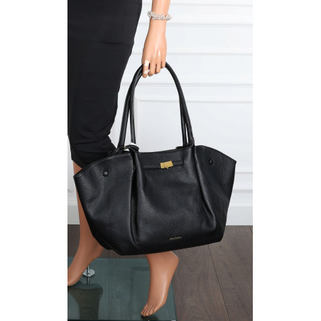 Torebka damska shopperka pojemna na ramię klasyczna torba RS5022 Czarna