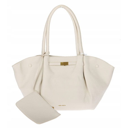 Torebka damska shopperka pojemna na ramię klasyczna torba RS5022 Beżowa