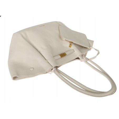 Torebka damska shopperka pojemna na ramię klasyczna torba RS5022 Beżowa