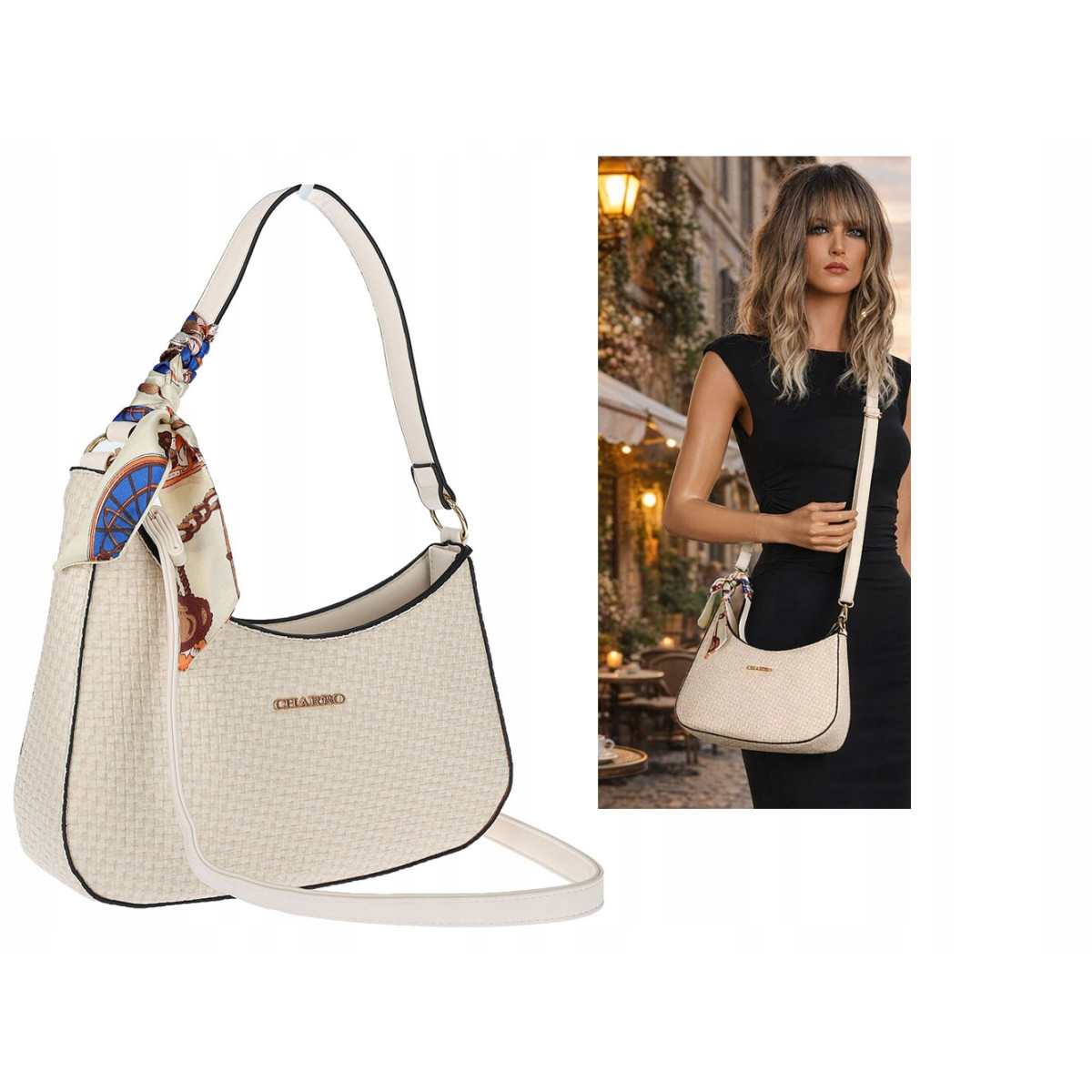 Torebka damska listonoszka kuferek klasyczna na ramię torba CH3360 Beżowa