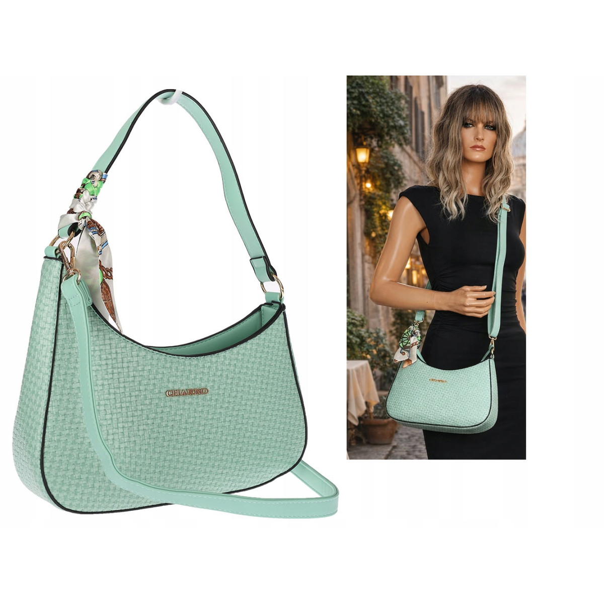 Torebka damska listonoszka kuferek klasyczna na ramię torba CH3360 Zielona