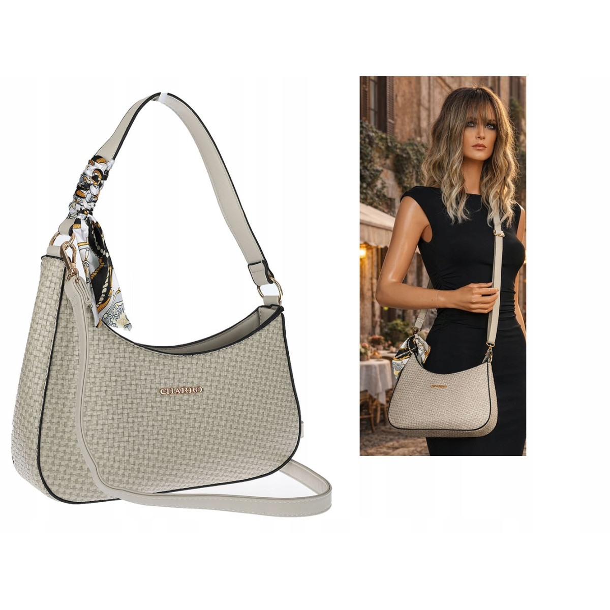 Torebka damska listonoszka kuferek klasyczna na ramię torba CH3360 Szara