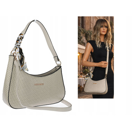Torebka damska listonoszka kuferek klasyczna na ramię torba CH3360 Szara