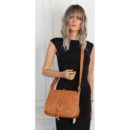 Torebka damska listonoszka pojemna na ramię klasyczna torba CC80733 Brązowa