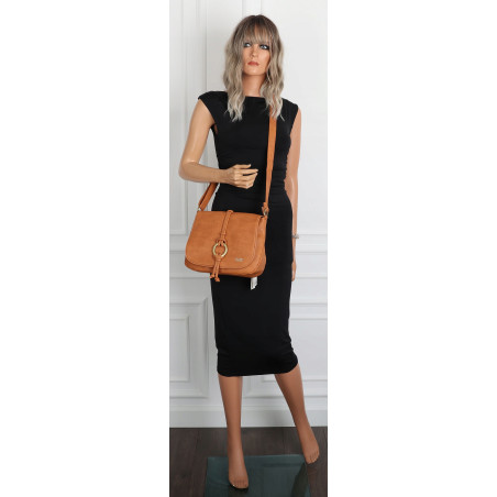 Torebka damska listonoszka pojemna na ramię klasyczna torba CC80733 Brązowa