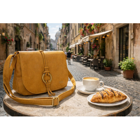 Torebka damska listonoszka pojemna na ramię klasyczna torba CC80733 Żółta