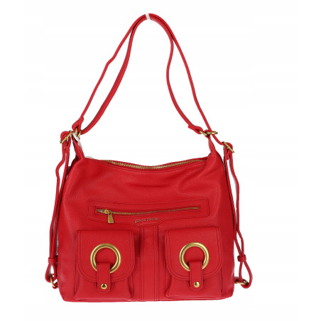 Torebka Damska Shopper Plecak Miejska 2w1 Worek na Ramię EC3165 Czerwona