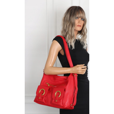 Torebka Damska Shopper Plecak Miejska 2w1 Worek na Ramię EC3165 Czerwona