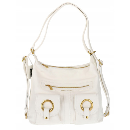 Torebka Damska Shopper Plecak Miejska 2w1 Worek na Ramię EC3165 Biała