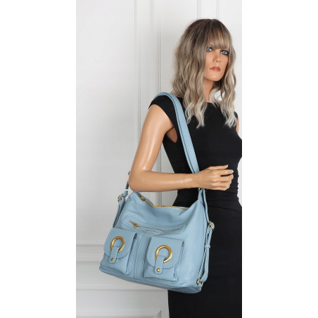 Torebka Damska Shopper Plecak Miejska 2w1 Worek na Ramię EC3165 Niebieska