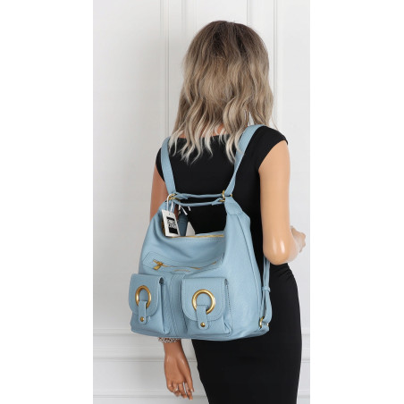 Torebka Damska Shopper Plecak Miejska 2w1 Worek na Ramię EC3165 Niebieska