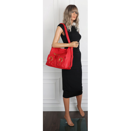 Torebka Damska Shopper Plecak Miejska 2w1 Worek na Ramię EC3165 Czerwona