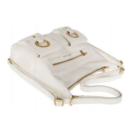 Torebka Damska Shopper Plecak Miejska 2w1 Worek na Ramię EC3165 Biała