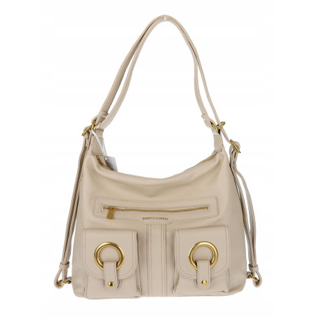 Torebka Damska Shopper Plecak Miejska 2w1 Worek na Ramię EC3165 Beżowa