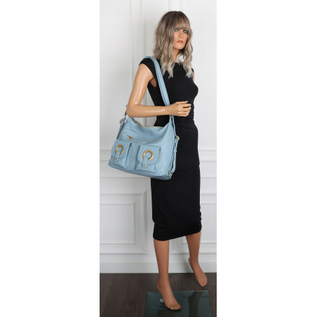 Torebka Damska Shopper Plecak Miejska 2w1 Worek na Ramię EC3165 Niebieska