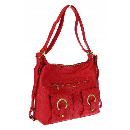 Torebka Damska Shopper Plecak Miejska 2w1 Worek na Ramię EC3165 Czerwona