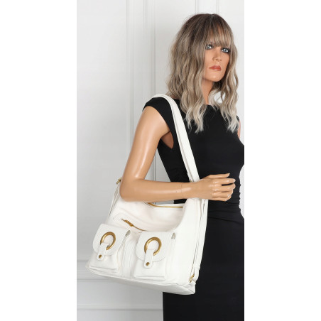 Torebka Damska Shopper Plecak Miejska 2w1 Worek na Ramię EC3165 Biała