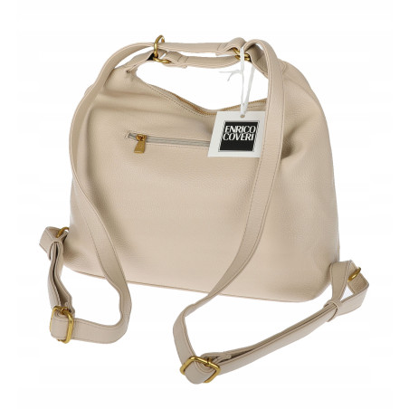 Torebka Damska Shopper Plecak Miejska 2w1 Worek na Ramię EC3165 Beżowa