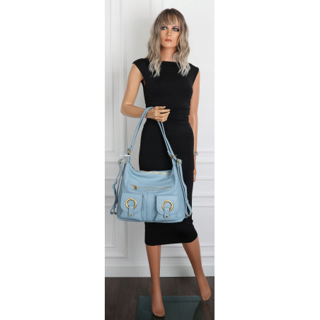 Torebka Damska Shopper Plecak Miejska 2w1 Worek na Ramię EC3165 Niebieska