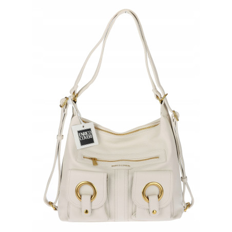 Torebka Damska Shopper Plecak Miejska 2w1 Worek na Ramię EC3165 Beżowa